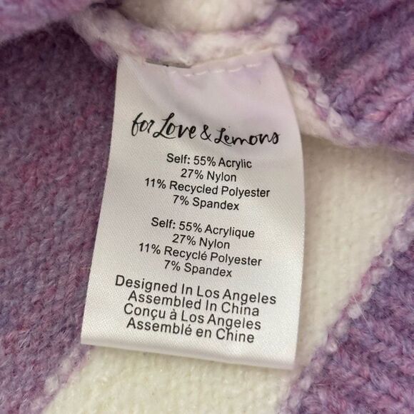 For love & lemons maud crop sweater vest purple striped NEW - Picture 7 of 12